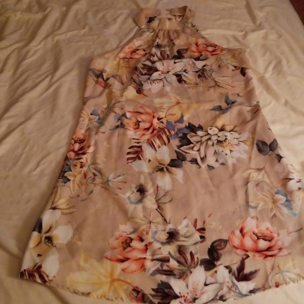 Tan floral dress